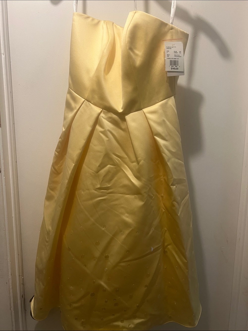 Girls' Strapless Yellow Satin Party Dress
